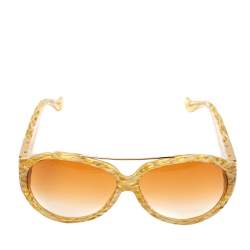 Pre Owned Bottega Veneta Honey Intrecciato / Orange Gradient BV 89/S Aviator Sunglasses