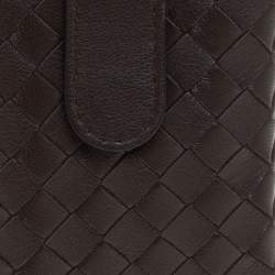 Pre Owned Bottega Veneta Brown Intrecciato Leather Phone Case