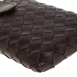 Pre Owned Bottega Veneta Brown Intrecciato Leather Phone Case