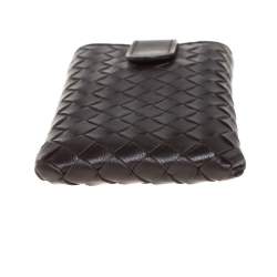 Pre Owned Bottega Veneta Brown Intrecciato Leather Phone Case