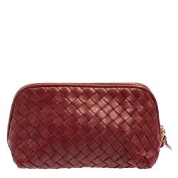 Pre Owned حقيبة صغيرة بوتيغا فينيتا جلد أنترشياتو أحمر داكن