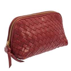 Pre Owned حقيبة صغيرة بوتيغا فينيتا جلد أنترشياتو أحمر داكن