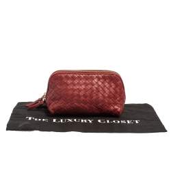 Pre Owned حقيبة صغيرة بوتيغا فينيتا جلد أنترشياتو أحمر داكن