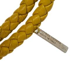 مملوكة مسبقًا Bottega Veneta Yellow Intrecciato Nappa Leather Double Strand Bracelet M