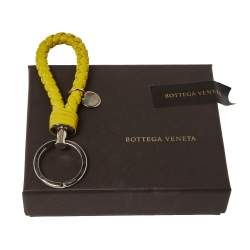 Pre Owned Bottega Veneta Intrecciato Citrine Nappa Leather Key Ring             