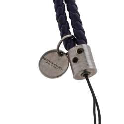 Pre Owned Bottega Veneta Purple Intrecciato Leather Lanyard 
