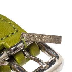Pre Owned Bottega Veneta Green Intrecciato Leather Double Row Bracelet M
