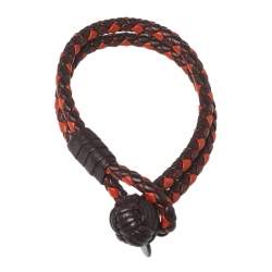 Pre Owned Bottega Veneta Multicolor Intrecciato Nappa Leather Double Strand Knot Bracelet