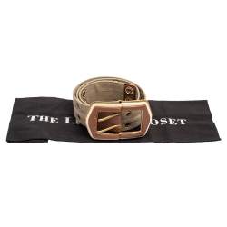 Pre Owned Bottega Veneta Fabric and Leather Buckle Waist Belt 80CM