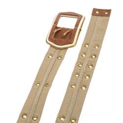 Pre Owned Bottega Veneta Fabric and Leather Buckle Waist Belt 80CM