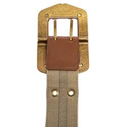 Pre Owned Bottega Veneta Fabric and Leather Buckle Waist Belt 80CM