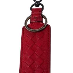 Pre Owned Bottega Veneta Red Intrecciato Leather Bag Charm/Key Chain