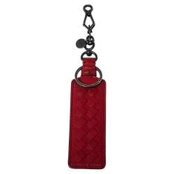 Pre Owned Bottega Veneta Red Intrecciato Leather Bag Charm/Key Chain