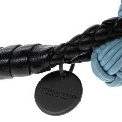 Bottega Veneta Blue & Black Intrecciato Leather Double Knot Bracelet