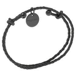 Pre Owned Bottega Veneta Grey Intrecciato Leather Adjustable Bracelet