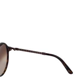 Pre Owned Bottega Veneta Brown Tortoise Acetate BV 131/S Gradient Oversized Sunglasses