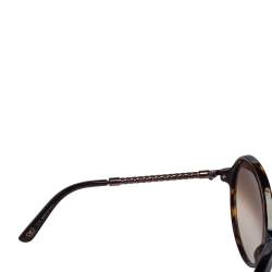 Pre Owned Bottega Veneta Brown Tortoise Acetate BV 131/S Gradient Oversized Sunglasses