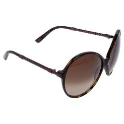 Pre Owned Bottega Veneta Brown Tortoise Acetate BV 131/S Gradient Oversized Sunglasses