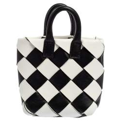 Bottega Veneta Black/White Intrecciato Leather Cabat Bag Charm