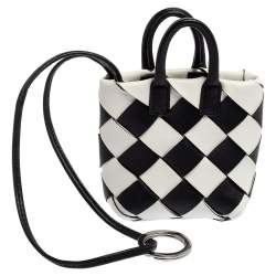 Bottega Veneta Black/White Intrecciato Leather Cabat Bag Charm