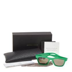 Bottega Veneta Green/Grey BV1120S Rectangle Sunglasses