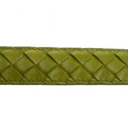 Pre Owned Bottega Veneta Apple Green Intrecciato Leather Buckle Belt 80CM