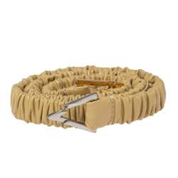Pre Owned Bottega Veneta Cream Gathered Elastic Leather Triangular Buckle Belt S  