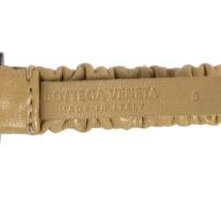Pre Owned Bottega Veneta Cream Gathered Elastic Leather Triangular Buckle Belt S  