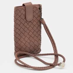 Bottega Veneta Old Rose Intrecciato Leather Crossbody Phone Holder