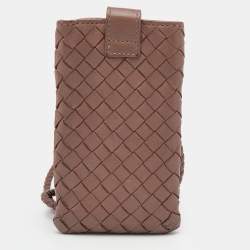 Bottega Veneta Old Rose Intrecciato Leather Crossbody Phone Holder