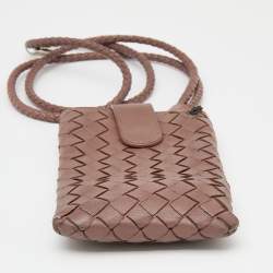 Bottega Veneta Old Rose Intrecciato Leather Crossbody Phone Holder