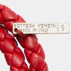 Pre Owned Bottega Veneta Intrecciato Leather Double Strand Knot Bracelet