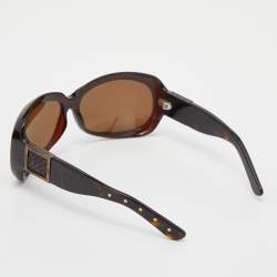 Pre Owned Bottega Veneta Brown Havana/ Brown BV 64/S Intrecciato Rectangle Sunglasses