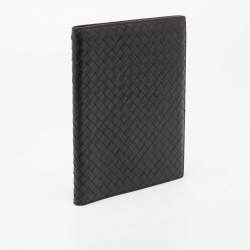 Pre Owned Bottega Black Intrecciato Leather Agenda Cover