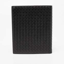 Pre Owned Bottega Black Intrecciato Leather Agenda Cover