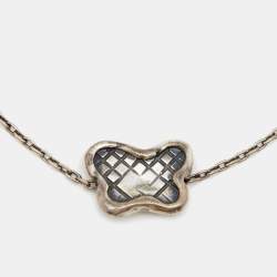 مملوكة مسبقًا Bottega Veneta Intrecciato Engraved Butterfly Charm Sterling Silver Bracelet S
