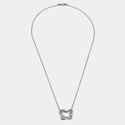مملوكة مسبقًا Bottega Veneta Intecciato Butterfly Sterling Silver Pendant Necklace