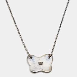 مملوكة مسبقًا Bottega Veneta Intecciato Butterfly Sterling Silver Pendant Necklace
