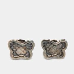 Bottega Veneta Intecciato Butterfly Sterling Silver Stud Earrings