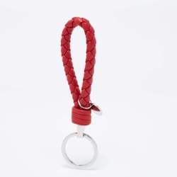 Bottega Veneta Red Intrecciato Leather Key Ring