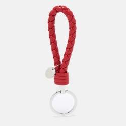 Bottega Veneta Red Intrecciato Leather Key Ring