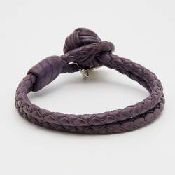 مملوكة مسبقًا سوار بوتيغا فينيتا فضة إسترلينية جلد إنترشياتو بنفسجي عقدة مزدوجة 