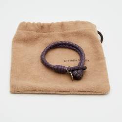 مملوكة مسبقًا سوار بوتيغا فينيتا فضة إسترلينية جلد إنترشياتو بنفسجي عقدة مزدوجة 