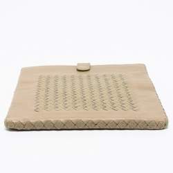 Pre Owned Bottega Veneta Beige/Green Intrecciato Leather iPad Case