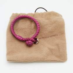 Bottega Veneta Fuchsia Intrecciato Leather Double Strand Bracelet