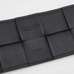 Pre Owned Bottega Veneta Black Intrecciato Leather Wide Waist Belt 75CM