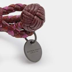 Pre Owned Bottega Veneta Three Tone Intrecciato Leather Double Strand Knot Bracelet