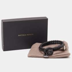 Bottega Veneta Intrecciato Leather Double Strand Knot Bracelet S