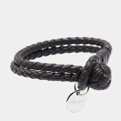 Bottega Veneta Intrecciato Leather Double Strand Knot Bracelet S