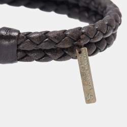 Bottega Veneta Intrecciato Leather Double Strand Knot Bracelet S